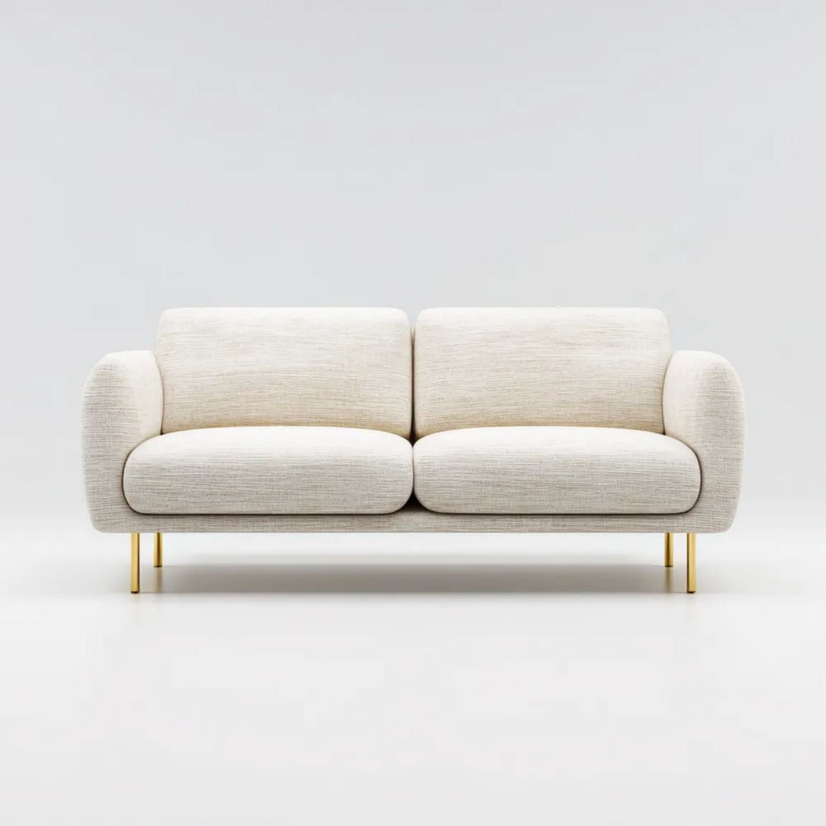 Dwuosobowa sofa z tapicerką poliestrową, kremowo-złota, 180 × 88 × 78 cm