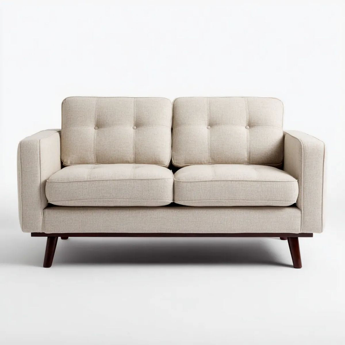 Sofa dwuosobowa beżowa z tkaniny 140 x 80 x 85 cm