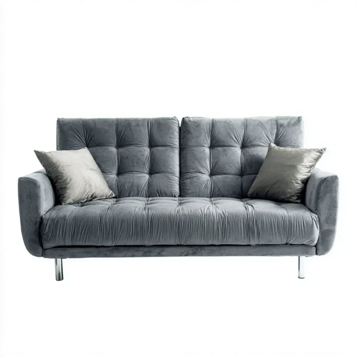 Sofa trzyosobowa szara z weluru poliestrowego 190 x 85 x 90 cm