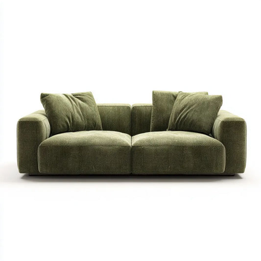 Sofa 2-osobowa oliwkowa z tapicerką szenilową 210 × 100 × 78 cm
