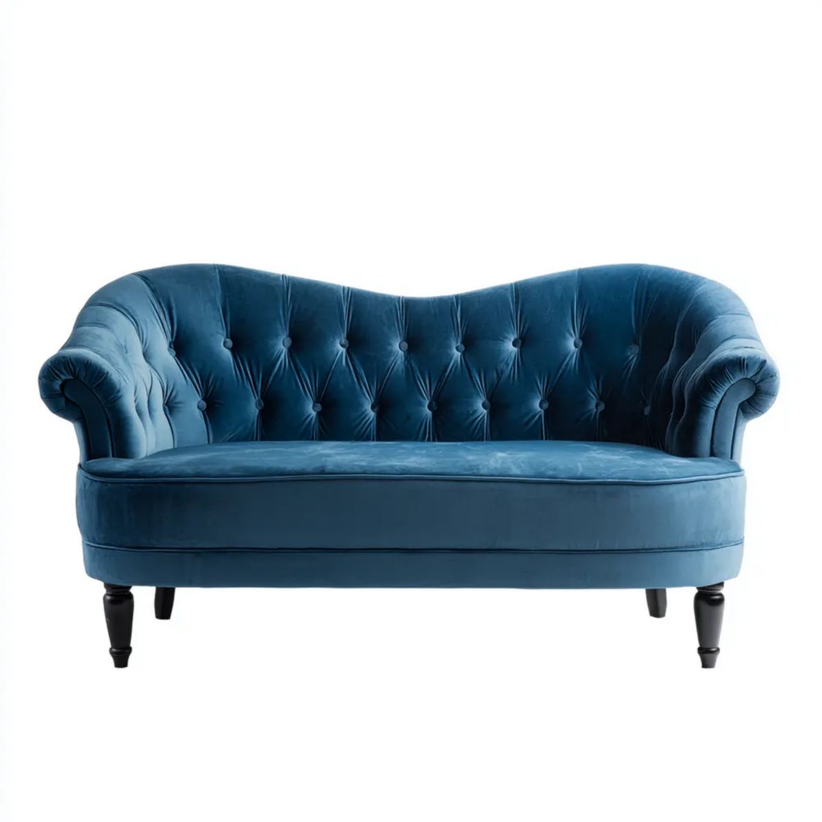 Sofa 2-osobowa chesterfield granatowa z aksamitu poliestrowego 160 x 85 x 78 cm