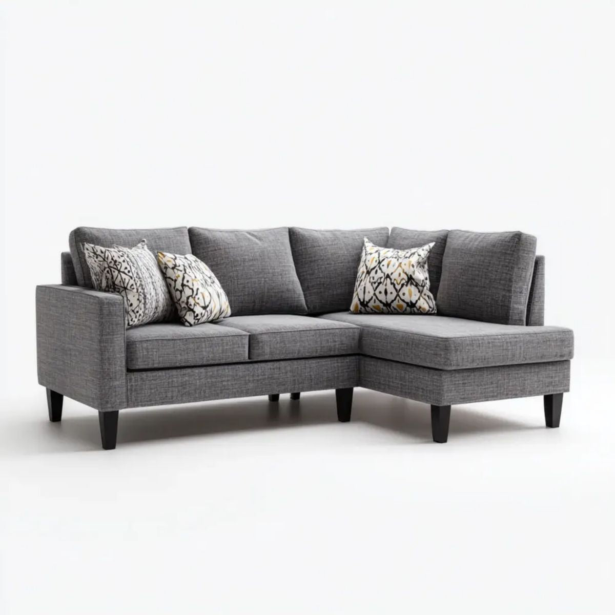 3-osobowa sofa narożna z prawostronnym szezlongiem, szara, 230 × 150 × 85 cm