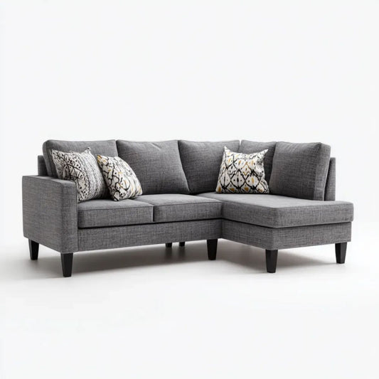 3-osobowa sofa narożna z prawostronnym szezlongiem, szara, 230 × 150 × 85 cm