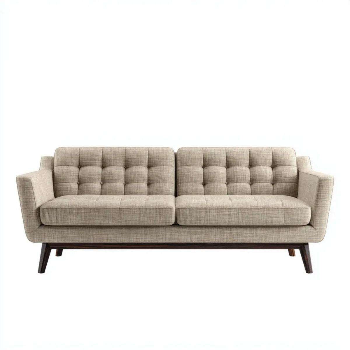 Trzyosobowa sofa beżowa z tkaniny, 200 x 80 x 85 cm