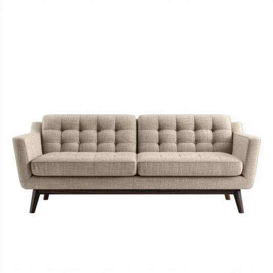 Trzyosobowa sofa beżowa z tkaniny, 200 x 80 x 85 cm