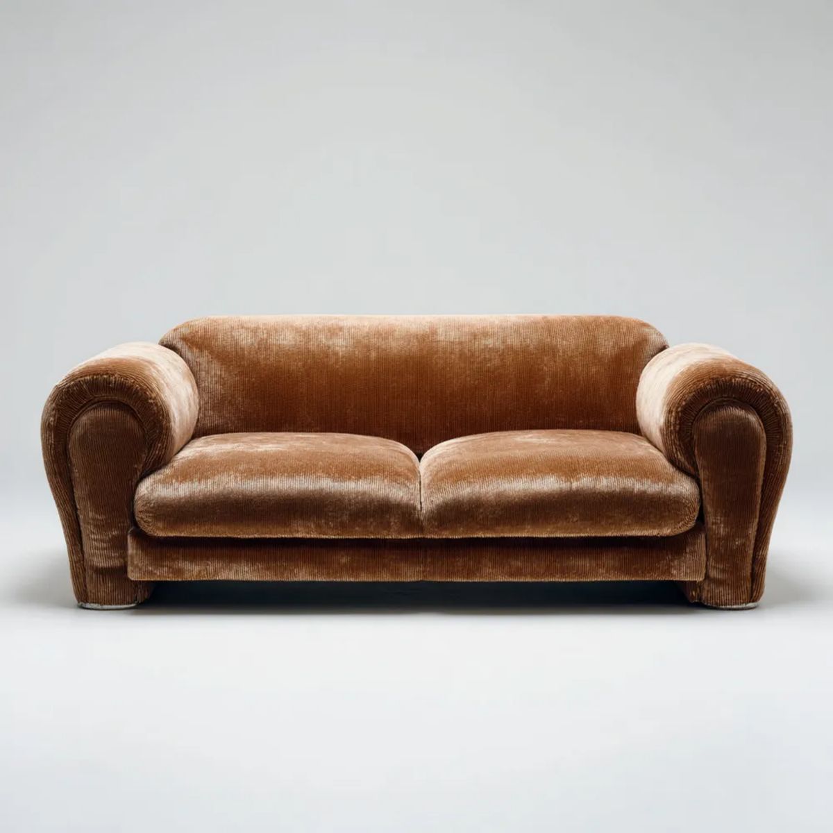 Brązowa sofa dwuosobowa sztruksowa 180 × 90 × 85 cm