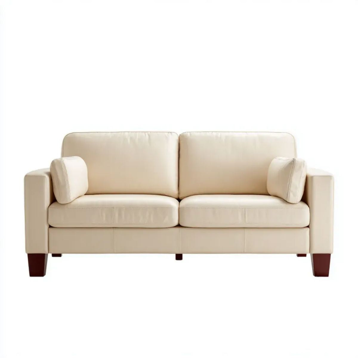 Dwuosobowa sofa ze skóry syntetycznej beżowa/ciemnobrązowa 152 × 86 × 84 cm