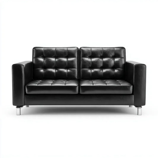 Sofa 2-osobowa czarna z tapicerką z PU, 138 x 77 x 80 cm
