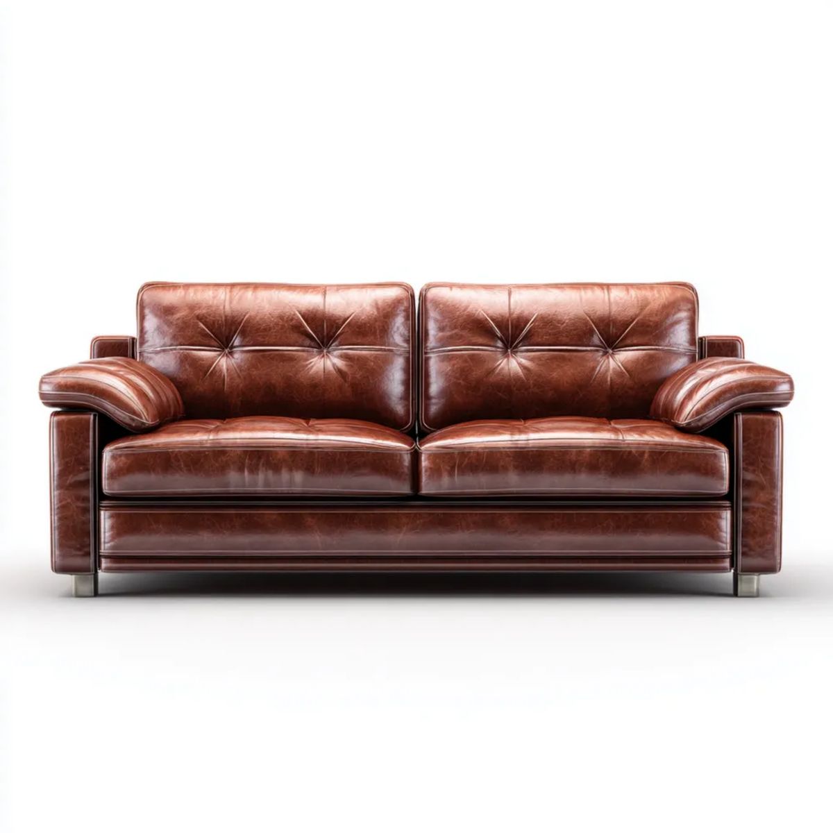 Brązowa dwuosobowa sofa ze skóry syntetycznej PU 160 x 90 x 85 cm