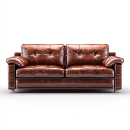 Brązowa dwuosobowa sofa ze skóry syntetycznej PU 160 x 90 x 85 cm