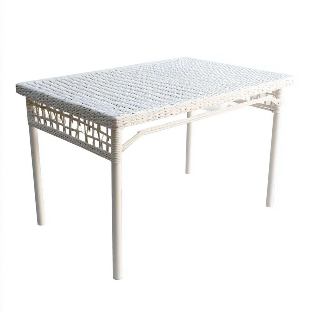 Prostokątny stół ogrodowy z technorattanu biały 120 x 70 x 75 cm