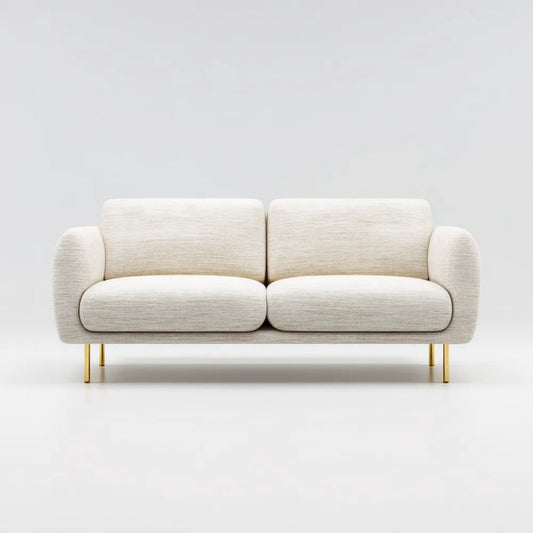 Dwuosobowa sofa z tapicerką poliestrową, kremowo-złota, 180 × 88 × 78 cm