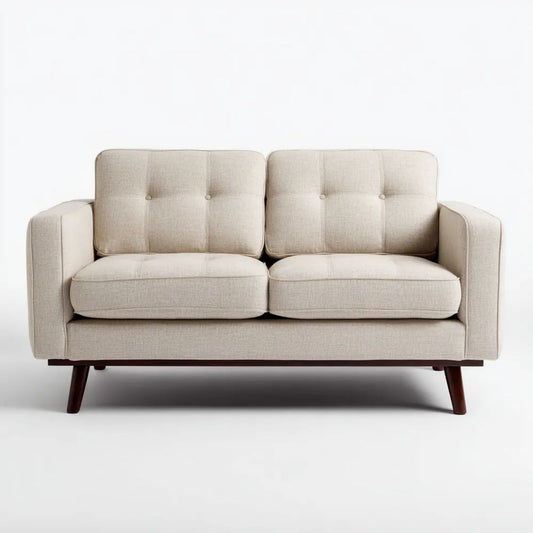 Sofa dwuosobowa beżowa z tkaniny 140 x 80 x 85 cm