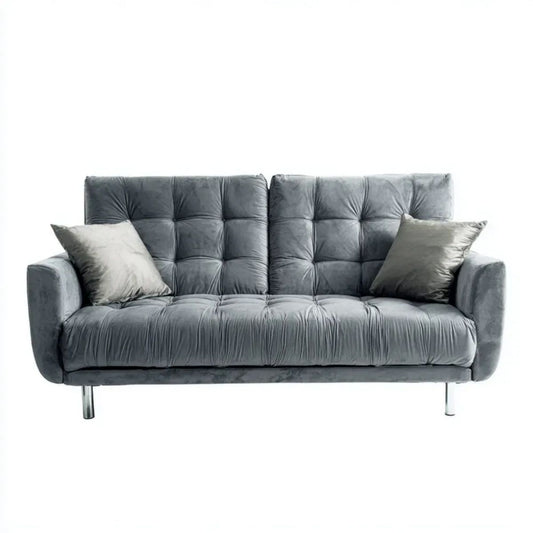 Sofa trzyosobowa szara z weluru poliestrowego 190 x 85 x 90 cm