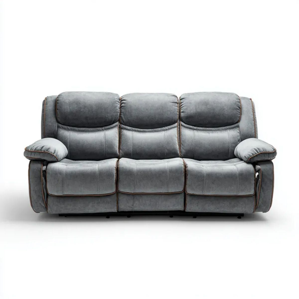 3-osobowa sofa z mikrofibry z manualną funkcją relaks, szara, 210 x 95 x 102 cm